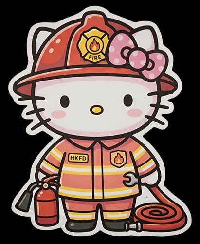 Hello kitty firefighter decal - kitty,